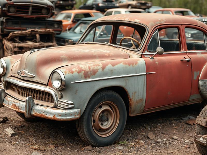 Oude roestige sloopauto