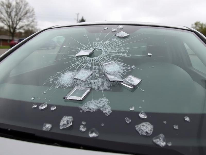 Auto met gebroken voorruit
